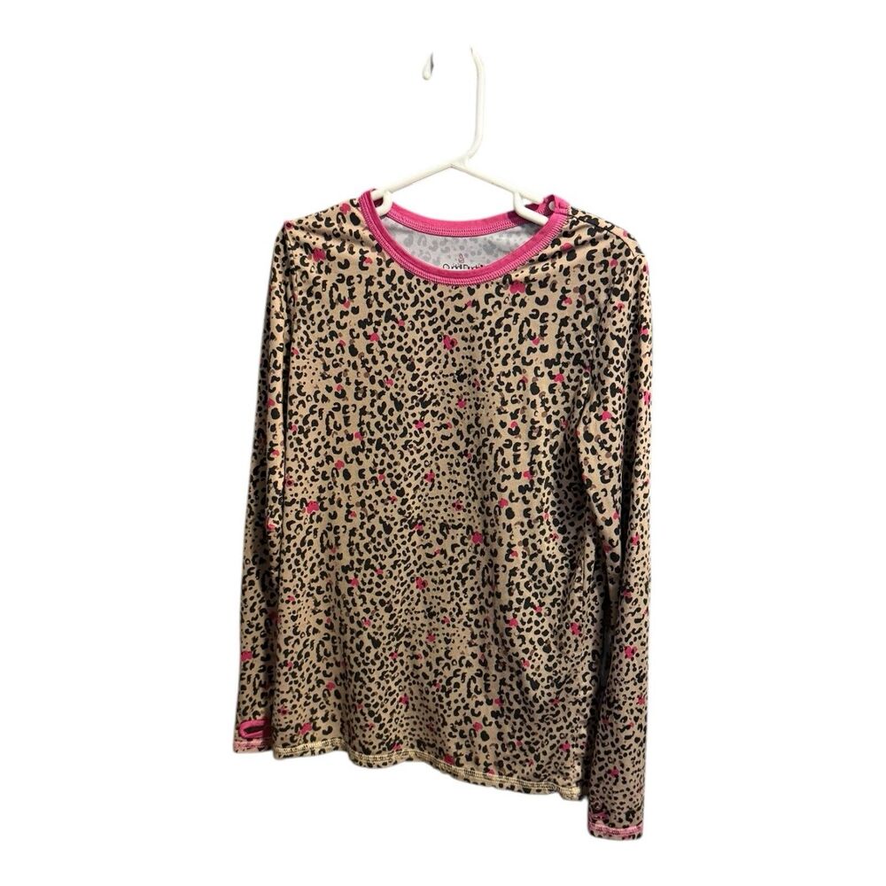 Cuddl Duds girls M shirt Animal Cheetah Print Thumb Holes Stretchy